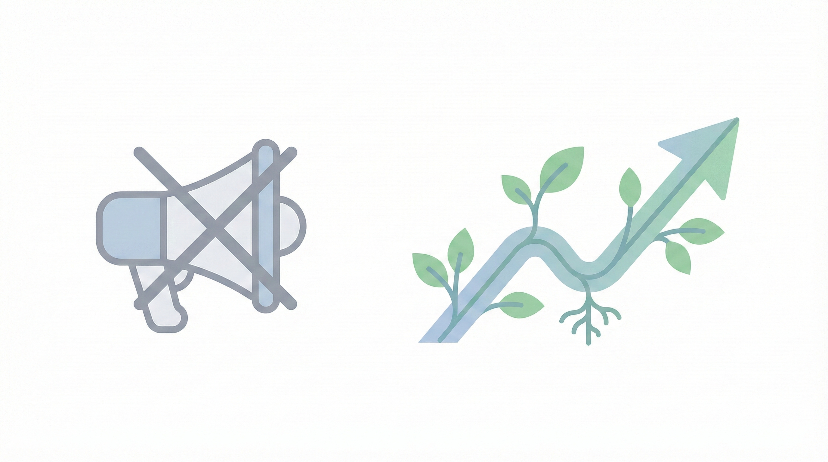 No advertising, Organic Growth